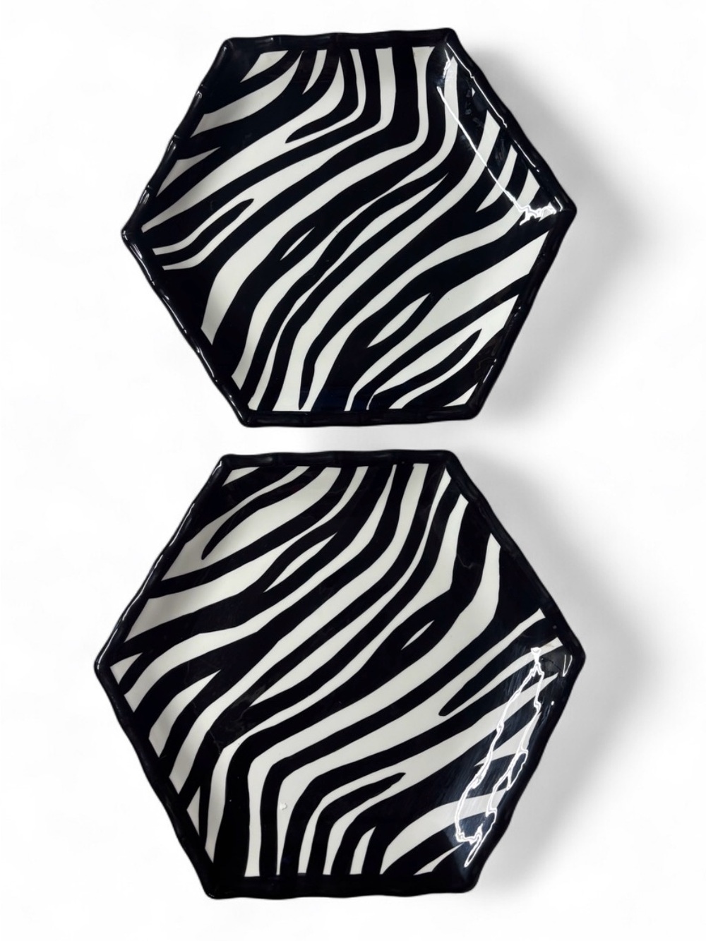 SET OF 2 - 10” ROSCHER ZEBRA HEXAGON PLATES